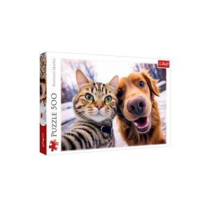 Trefl 500 db-os puzzle - Macska és kutya szelfi (37548) 146719519 - Puzzle