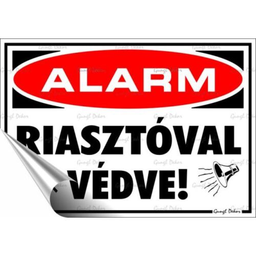 Információs matrica, 11,6x16,6 cm, "Riasztóval védve" 146720136 - Jelölés és figyelmeztetés