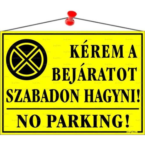 Információs tábla, 35x25 cm, "Kérem a bejáratot szabadon hagyni!", sárga 146720143