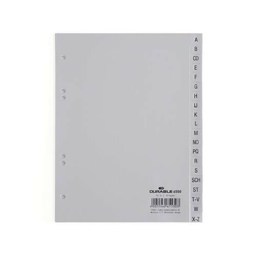 Regiszter, PP, A5, 20 részes, A-Z, DURABLE, szürke 146720328