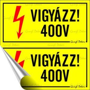 Információs matrica, 10x10 cm, "400 V" 146720552 - Figyelmeztető matrica