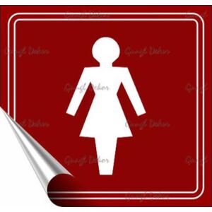 Információs matrica, 8,7x8,3 cm, toalett, női szimbólum, burgundi vörös/fehér 146720564 - Információs tábla