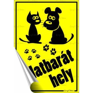 Információs matrica, 11,6x16,6 cm, "Állatbarát hely" 146720595 - Információs tábla