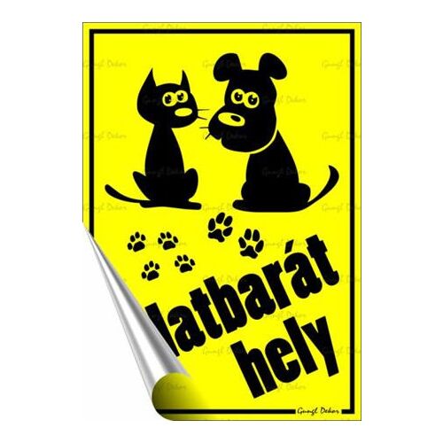 Információs matrica, 11,6x16,6 cm, "Állatbarát hely" 146720595