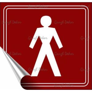 Információs matrica, 8,7x8,3 cm, toalett, férfi szimbólum, burgundi vörös/fehér 146720662 - Információs tábla