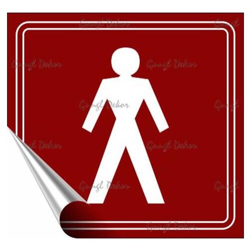 Információs matrica, 8,7x8,3 cm, toalett, férfi szimbólum, burgundi vörös/fehér 146720662