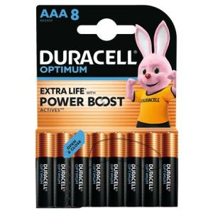 Elem, AAA mikro, 8 db, műanyagmentes, DURACELL "Optimum" 146720680 - Duracell
