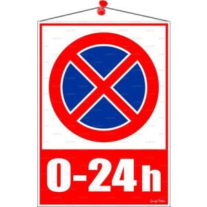 Információs tábla, 35x25 cm, 0-24h megállni tilos piktogram 146720742 - Információs tábla