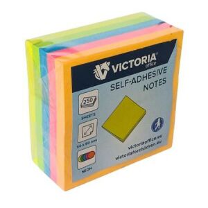 Öntapadó jegyzettömb, 50x50 mm, 250 lap, VICTORIA OFFICE, neon 146720914 - Irodai papíráru
