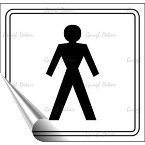 Információs matrica, 8,7x8,3 cm, toalett, férfi szimbólum, fehér/fekete 146721171 - Információs tábla