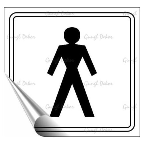 Információs matrica, 8,7x8,3 cm, toalett, férfi szimbólum, fehér/fekete 146721171