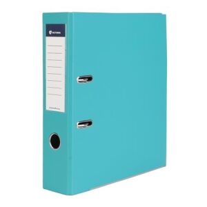 Iratrendező, 75 mm, A4, PP/karton, élvédő sínnel, VICTORIA OFFICE, "Basic", türkiz 146721466 - Iratrendezés