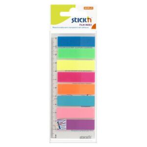 Jelölőcímke, műanyag, 8x25 lap, 45x12 mm, STICK N, neon színek 146722609 - Irodai papíráru