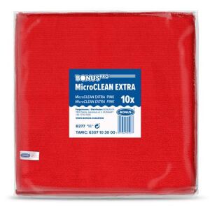 Törlőkendő, univerzális, 10 db, 40x40 cm, BONUS "MicroCLEAN Extra", piros 146722722 - Mikroszálas törlőkendő