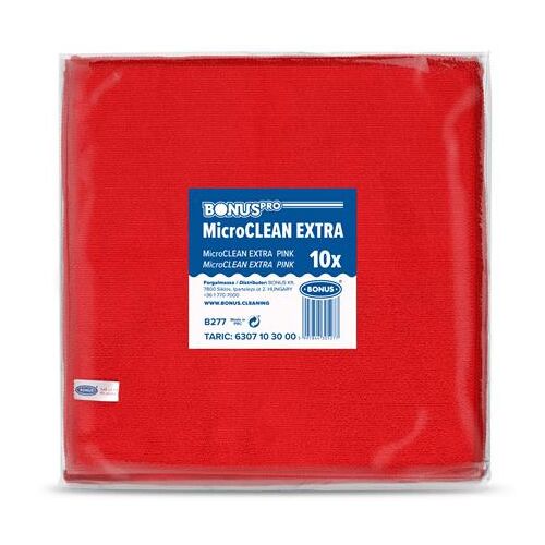 Törlőkendő, univerzális, 10 db, 40x40 cm, BONUS "MicroCLEAN Extra", piros 146722722