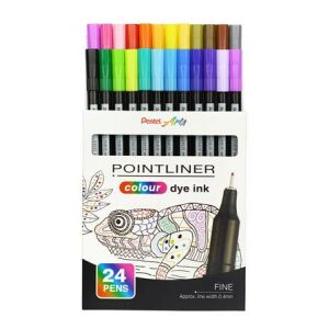 Tűfilc készlet, 0,4 mm, PENTEL "Pointliner", 24 különböző szín 146723328 - Toll & Ceruza