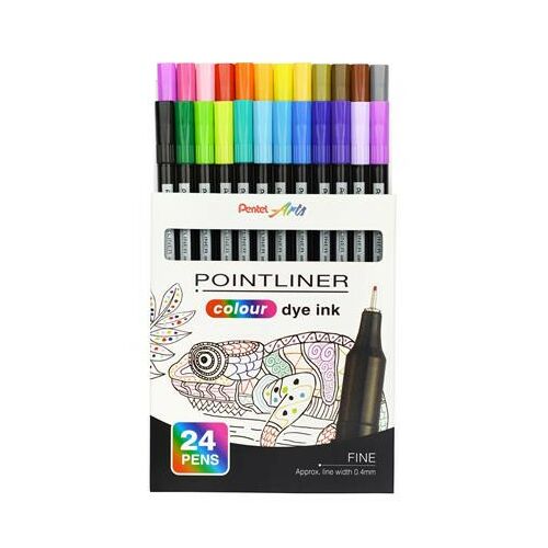 Tűfilc készlet, 0,4 mm, PENTEL "Pointliner", 24 különböző szín 146723328