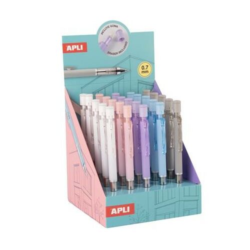 Nyomósirón display, 0,7 mm, hegyezővel, rázós, APLI, vegyes színekben, 25 db