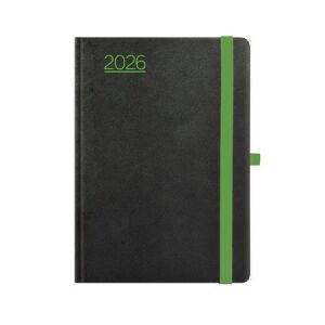 Naptár, tervező, A5, napi, TOPTIMER, "Nero", fekete-zöld 146723972 - Irodai kiegészítő