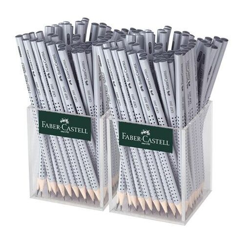 Grafitceruza display, HB, háromszögletű, FABER-CASTELL "Grip 2001", ezüst 146724110