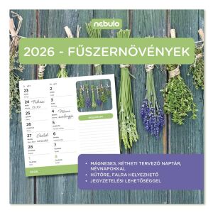 Falinaptár mágneses NEBULO 220x220mm 2 hetes Fűszernövény 2026. 146724558 - Nebulo