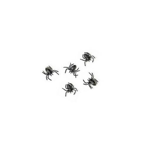 Műanyag Fekete Halloween Dekorációs Pókok – 3 cm, 10 db-os Csomag