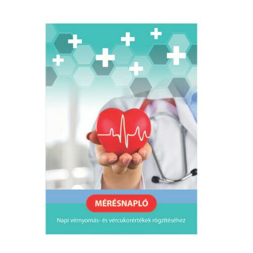 Mérésnapló napi vérnyomás- és vércukorértékek rögzítéséhez 115x160 mm 146725262