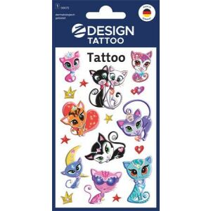 Matrica, tetoválás, 1 ív, 76x120 mm, AVERY ZWECKFORM, "Z-Design No.56675", cicák 146725338 - Tetoválás