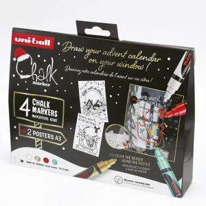 Folyékony kréta UNI PWE-5M Karácsonyi kiadás Tradicionális színek 4 darabos 146725395 - Ablakmatrica