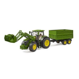 Bruder John Deere 7R 350 homlokrakodóval és tandemtengelyes pótkocsival (03155) 146725424 - Munkagép gyerekeknek