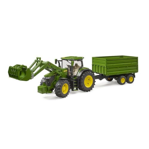Bruder John Deere 7R 350 homlokrakodóval és tandemtengelyes pótkocsival (03155) 146725424