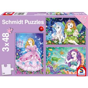 Princess, fairy and mermaid, 3x48db (56376) Prinzessin, Fee &amp; Meerjungfrau 146725664 - Puzzle