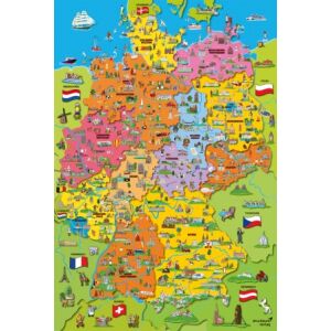 Cartoon map of Germany, 200 db (56312) Deutschlandkarte mit Bildern 146725680 - Puzzle