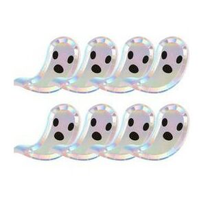 Halloween Ezüst Szellemes Kisméretű Parti Papír Tányér – 8 db, 14,5 cm 146725736 - Party kellék