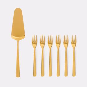 Ambition Prato süteményes villa és tortalapát szett 7 részes arany 146726737 - Evőeszköz készlet