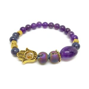 Spirituális fejlődést támogató, intuíciók felismerésében segítő, aura tisztító - ametiszt, zafír, titán achát ásvány karkötő 146726872 - Női kiegészítő