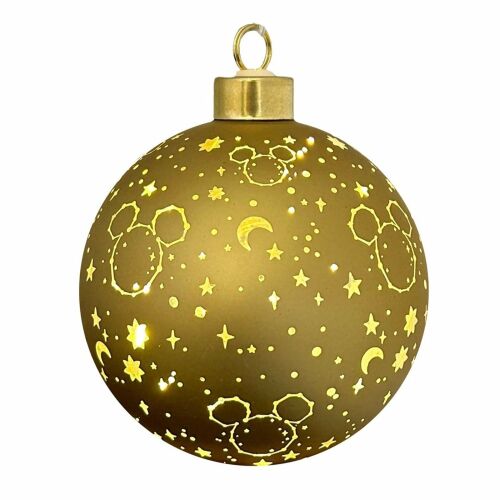 Mickey egér LED díszgömb, csillagok és hold mintázat, Disney, 10 cm, üveg, arany 146726874