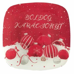 Boldog karácsonyt üvegtányér - 20x20cm 146727277 - Tányér