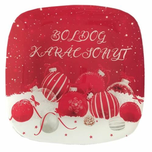 Boldog karácsonyt üvegtányér - 20x20cm 146727277