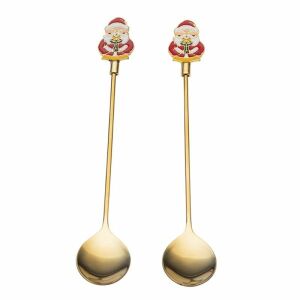 Karácsonyi teáskanál szett Mikulás véggel - 2 darabos - arany 146727313 - Kanál