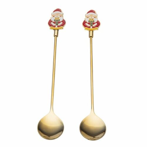 Karácsonyi teáskanál szett Mikulás véggel - 2 darabos - arany 146727313