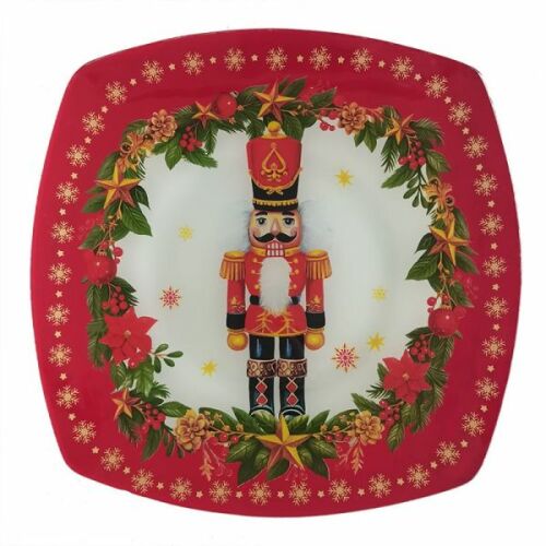 Diótörős karácsonyi üveg tányér - 25x25 cm 146727367