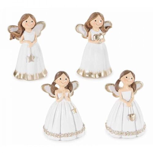 Angyalka szobor - álló cm - fehér/arany - többféle