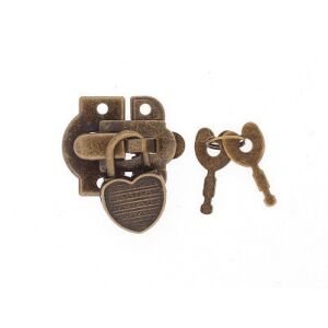 Balama tip cutie cu lacăt în formă de inimă, cupru antic + șurub. 29*37 mm 146729103 - Lacăte