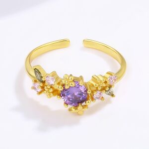 Arany tónusú Emporia Ötvözetű Gyűrű Lila Emporia® Kristállyal és Rózsaszínű Emporia® Kristállyal, CAT048/62 146729143 - Női ékszer