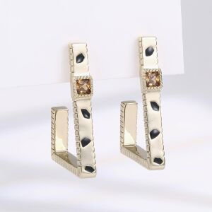 Arany tónusú Emporia Ötvözetű Fülbevaló Barna Emporia® Kristállyal, CAT183 146729147 - Női kiegészítő