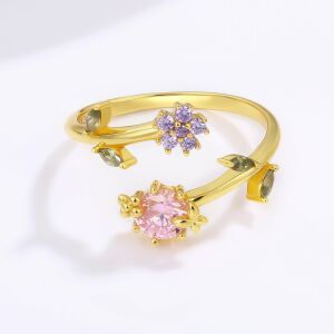 Arany tónusú Emporia Ötvözetű Gyűrű Rózsaszínű Emporia® Kristállyal és Lila Emporia® Kristállyal, CAT058/57 146729165 - Női ékszer