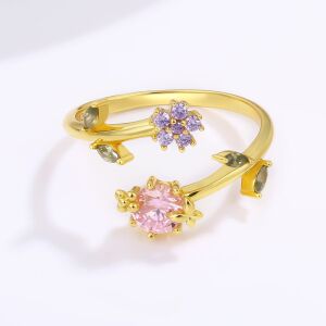 Arany tónusú Emporia Ötvözetű Gyűrű Rózsaszínű Emporia® Kristállyal és Lila Emporia® Kristállyal, CAT058/62 146729177 - Női ékszer