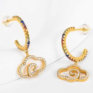 Arany tónusú Emporia Ötvözetű Fülbevaló Fehér Emporia® Kristállyal és Kék Emporia® Kristállyal, CAT189 146729198 - Női kiegészítő