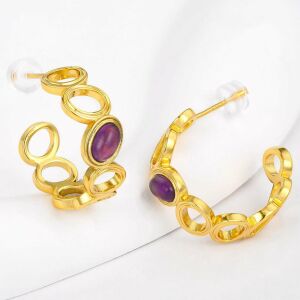 Arany tónusú Emporia Ötvözetű Fülbevaló Lila Emporia® Kristállyal, CAT180 146729199 - Női kiegészítő